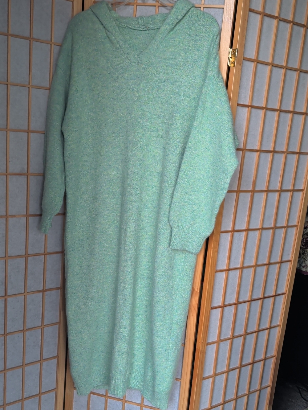 Women's Oversized Hooded Sweater Dress - Mint Green